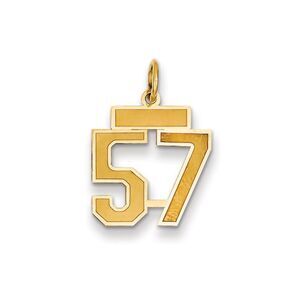 14k Yellow Gold, Jersey Collection, Small Number 57 Pendant